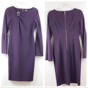 Calvin Klein Bell Sleeve Sheath Purple Dress Sz 6